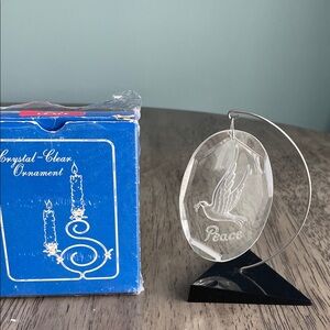 Vintage Henco Crystal Clear Ornament with Dove Peace Design 1980